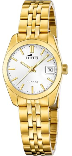 LOTUS Montre Femme Analogique en Acier Inoxydable 316l Doré