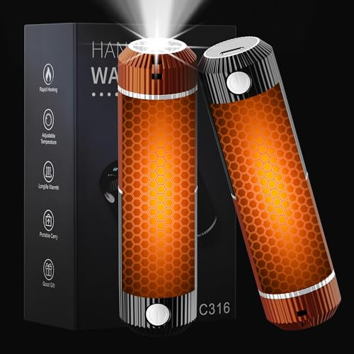 Handwärmer Elektrischer mit Taschenlampe, 2er 5000mAh, magnetischer Taschenwärmer, fünf Temperatureinstellungen, tragbarer Handwärmer für Frauen, Wintergeschenk für Wintersport Indoor Outdoor