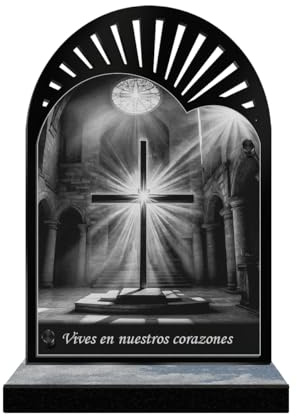 ETERNEL - Targa Funeraria Personalizzata Raggi di Sole - Croce Cristiana, Chiesa, Cristiano - Testo personalizzabile, targa funeraria incisa al laser per omaggio targa cimitero cerimonia tombale