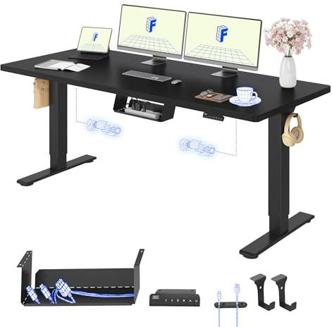 FLEXISPOT Höhenverstellbarer Schreibtisch elektrisch, Doppelmotor 180x80 cm