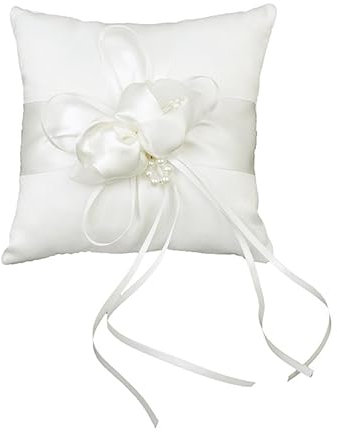 Garneck Hochzeit Ringkissen Mit Eukalyptusdesign - 15 cm - Kissen Für Ringe Ideal Für Trauung Und Verlobungszeremonie Auch Als Hunde Ringkissen Verwendbar Elegantes Satinmaterial