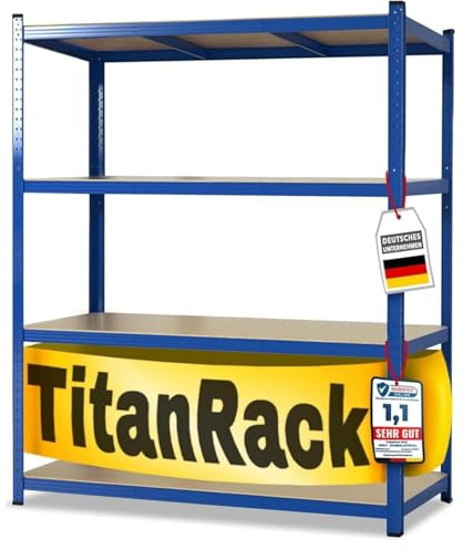 etm Weitspannregal 200 x 150 x 60 cm - mit Traglast bis zu 1500 kg, verwendbar als Schwerlastregal,Lagerregal,Kellerregal,Steckregal, Blau