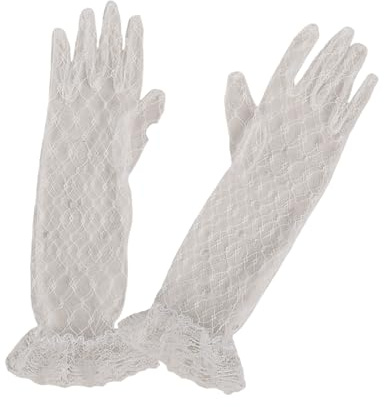 XAGMODSHN Eleganti guanti in pizzo per ragazze dai 3 ai 12 anni guanti con dita divise per feste di prima comunione e principessa vestire guanti bianchi per bambini