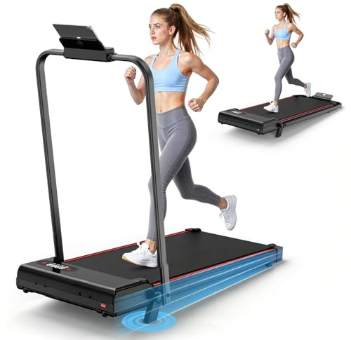Tapis Roulant Elettrico Salvaspazio 7%, 3 IN 1 Walking Pad Pieghevole, 2.5CV Tapis Roulant Con Inclinazione(Nero brillante)