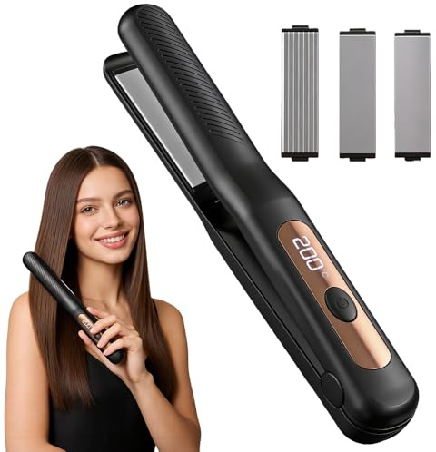 Wxeadu 3 en 1 lisseur boucleur, fer a lisser, Professionnel Lisseur Boucleur Cheveux Livré Avec 3 Plaques Interchangeables en Céramique, plaque cheveux, fer a gaufrer les cheveux Chauffage rapide