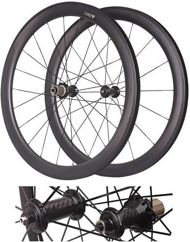 50 mm kolfiber tubeless hjulset C/V/fälgbroms landsväg bakhjul framhjul hjulset 700C cykelhjul snabbkoppling, fram 2 bak 5 lager,Black