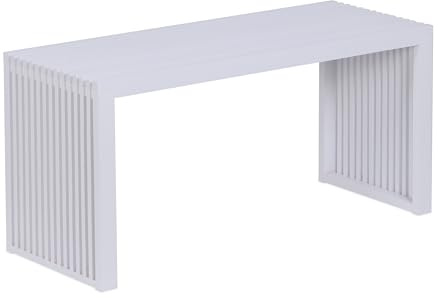 Relaxdays Panca in bambù Moderna Porta Scarpe, 43x90x33 cm, Bianca per Cucina, Soggiorno, Bagno e Camera