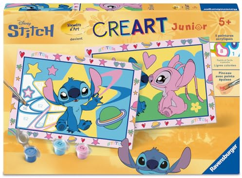 Ravensburger – CreArt Junior – Numéro d'art – Stitch – Kit de Peinture par numéros – Dès 5 Ans – 12023214
