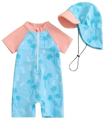 riou Traje de Baño Bebé UPF50+ con Capucha y Mangas Largas - Unisex Secado Rápido Bañador Bebe Niña protección Solar (3 Meses-4 años)