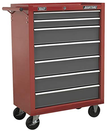 Werkzeugschrank mit 7 ausziehbaren Schubladen mit Kugellager von Sealey – Rot/Grau; AP22507BB
