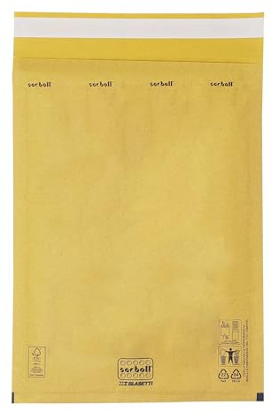 BLASETTI - Gepolsterte Beutel - SACBOLL FG Luftpolsterbeutel aus FSC-zertifiziertem braunem Papier. Ideal für den Versand, Packung mit 10 Stück, Format 220x230 mm