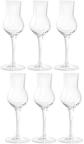 Aderia J-6466 Brandy Glass, Clear, 2.7 fl oz (80 ml), Luigi Bormioli Grappa 80 C425, Set of 6, Crystal Glass, Made in Italy