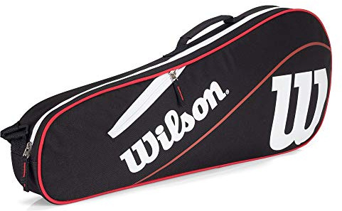 Wilson Advantage III Triple Tennis Racket Bag - Black/White/Red, Holds up to 3 Rackets