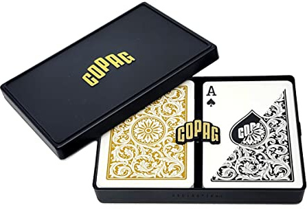 Copag 1546 carte da gioco in plastica 100%, dimensioni poker nero/oro (indice regolare, 1 set)