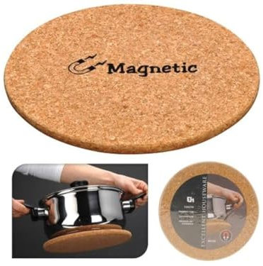 Magnetic Cork Trivet | 21cm Round Magnetic Cork Trivet Heat Resistant Non Slip Coaster - Table Protection Mat Pan Stand