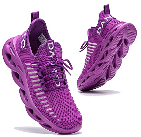 Dannto Scarpe da Ginnastica Uomo Donna Sneakers Running Sportive Basket Outdoor Respirabile Mesh Scarpe da Corsa Tennis Fitness Unisex(Violetta，41)