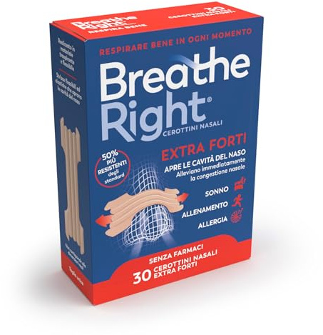 Breathe Right Cerottini Nasali Extra Forti, 30 Pezzi - Sollievo Nasale