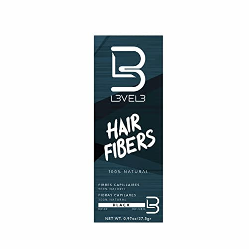 L3VEL3 Hair Fibers - Blends Seamlessly - Made with Cotton Extract - Adheres to all Hair Types - Suitable for Men and Women - Easy to Use from Bottle or Applicator - Black - 27.5 g Treatment
