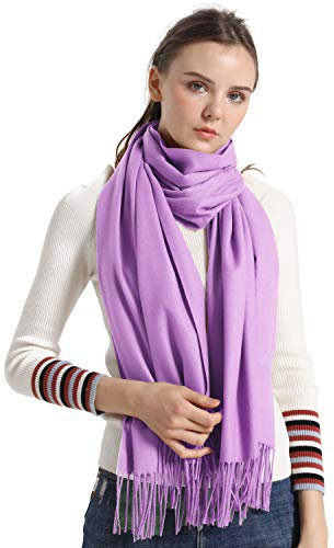 vimate Kaschmir Schals und Tücher, Light Purple Lavender Lilac Kaschmir Pashmina Schals und Tücher für Frauen (DE-Lavender)
