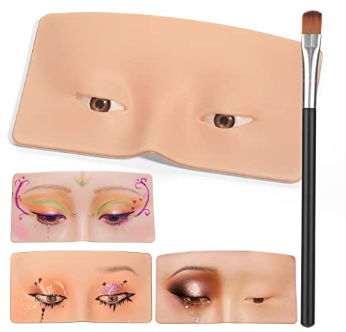 ATOMUS 3D Silicone Eye Face Makeup Practice Board Reusable Perfect Aid to Practicing Eye Makeup Eyebrow Eyeliner Eye Shadow Eyelash Extension Training(open eyes)