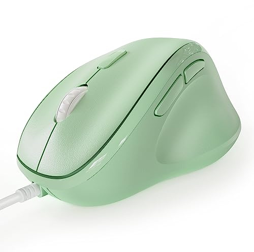 Micropack Ergonomic Mouse Wired for Laptop, PC Computer and Desktop, Ergo Mouse Vertical with Silent Clicks, Up to 3200 DPI Adjustable Mouse Sensitivity, Green