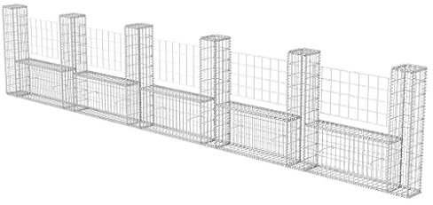 FIRBNUS Gavión de red en forma de U de acero galvanizado, gaviones metálicos para piedras, cesta, gavión metálico, macetero de acero, red de jardín, pared de 570 x 20 x 100 cm