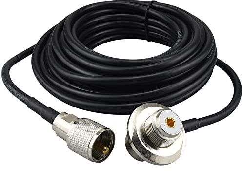 YILIANDUO CB Radio Antenna Cable - PL-259 SO-239 UHF Male to Female Right Angle RF Antenna Extension Cable RG58/U 7M for Car & Amateur Radio Accessories