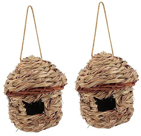 VANZACK Stroh Vogel Decor 2pcs Outdoor Garten Dekorative Vogel Nisten Vogelhaus