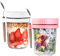 Bocguy 2er Set 400ml Overnight Oats Gläser, Glas Müslibecher to go mit Löffel und Deckel, Overnight Oats Behälter Joghurtbecher to go für Müsli Jogurt Porridge Milch Früchte, Rosa und Weiß