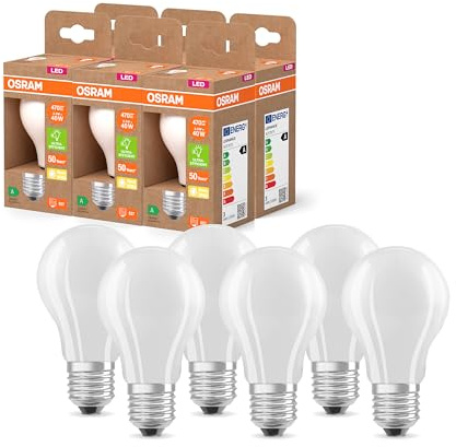 Osram LED Superstar Classic LED-Lampe A 40 in klassischer Kolbenform aus gefrostetem Glas, 2.2 W, 470 lm, E27 Fassung, 2700 K für warmweißes Licht, EEK A, 60 mm Durchmesser, 6-Pack