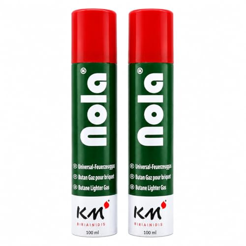 NOLA Lot de 2 cartouches de gaz à briquet, 100 ml, universel, pour briquets et chalumeaux, butane, recharge de gaz 701 (2)