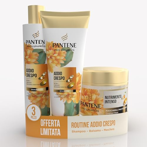 Pantene Pro-V Miracles Addio Crespo Set Regalo per Capelli: 1x Shampoo 250ml, 1x Balsamo 160ml, 1x Maschera 300ml, per Capelli Secchi, Rende Capelli Morbidi e Doma il Crespo Tutto il Giorno