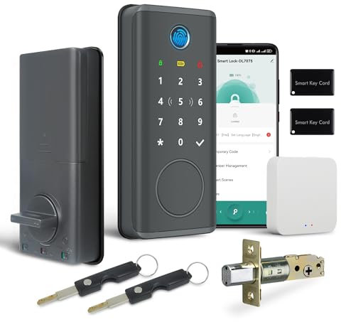 TenixLox Serratura di sicurezza intelligente, chiave/impronta digitale/password/card/Tuya APP modi per sbloccare, serrature per casa appartamento, auto bloccato e telecomando APP