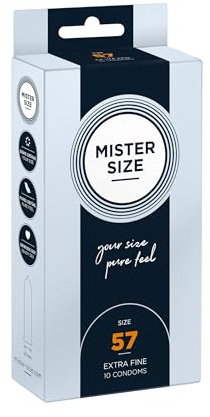 MISTER SIZE Kondomer – Extra Tunna & Ultra Mjuka – Naturlig Känsla – Extra Glid – Perfekt Passform – Naturlig Gummilatex – Maximal Säkerhet – 10-pack, 57 mm