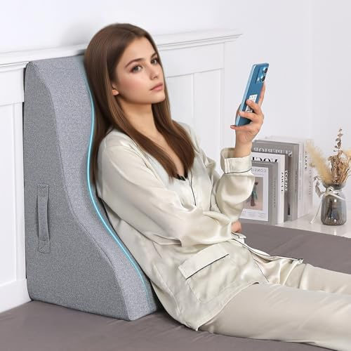 GOFORIT Cuscino da Lettura per Letto & Divano, Cuscino per Schienale Ergonomico a Forma di S, Supporto per la Schiena per Sedersi & Sdraiarsi, Cuscino a Cuneo per Testata del Letto