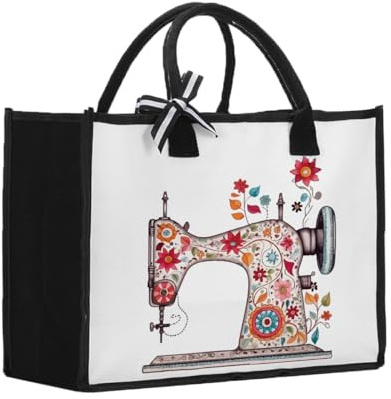 Sewing‘s Machine Tote Bag for Women Sewing Lover Gift for Seamstress Women Sewing Lovers Mom Canvas Bags for Shopping Travel Gym Weekender Vacation