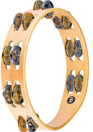 Meinl Percussion Traditional Wood Tambourine - 2-reihiges Tamburin - Durchmesser 10 Zoll - Siam Eiche / Stahl und Messing, Natur (TA2M-SNT)