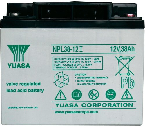 Yuasa NPL38-12 YUANPL38/12 - Batteria al piombo 12 V, 38 Ah (AGM) (L x A x P), 197 x 170 x 165 mm, M5