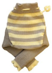 100% Merinowolle Baby Wollwindelhose Überhosen Hose gestrickt gestreift Schafswolle Light grey+White M