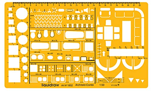 Liquidraw 1:50 skala arkitektonisk våg linjal ritningsmall schablon arkitektur teknisk design för arkitektur möbler symboler för husinredning golvplan