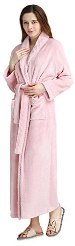 PUTUO Damen Lang Bademäntel Frauen Mikrofaser Winter Warme Flauschig Morgenmantel Saunamantel Nachtwäsche Weihnachts Geschenk