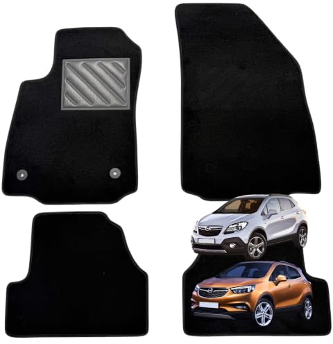 Tappetini per Opel Mokka e Mokka X dal 2012-2020 su Misura, Antiscivolo, battitacco in gomma rinforzato, bottoni di fissaggio