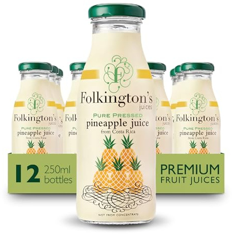 Folkington's Fruit Juice, Pineapple Juice, 12 Glass Bottles, Pure Fruit Juice, Multipack 12 x 250 ml