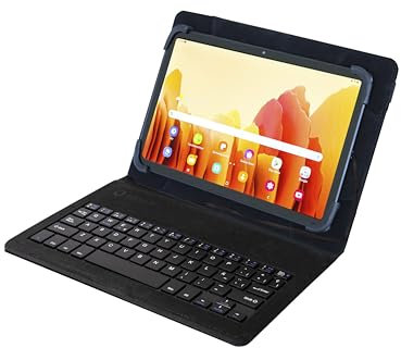 SILVER HT - Funda Universal Wave con Teclado para Tablets de 9 a 11 Pulgadas con Cable USB/C Negro