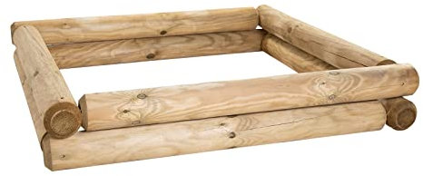 BooGardi Sandkasten Bausatz · 60 Größen 90-190cm · Höhe 20-40cm · 150x150cm Höhe 30cm · KDI Palisaden · Sandkiste Holz · massives Vollholz