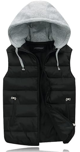 Gihuo Women's Puffer Vest Zip Up Quilted Padded Winter Sleeveless Hooded Vest Gilet Warm Jacket Outerwear Vest (-02Black-XL)