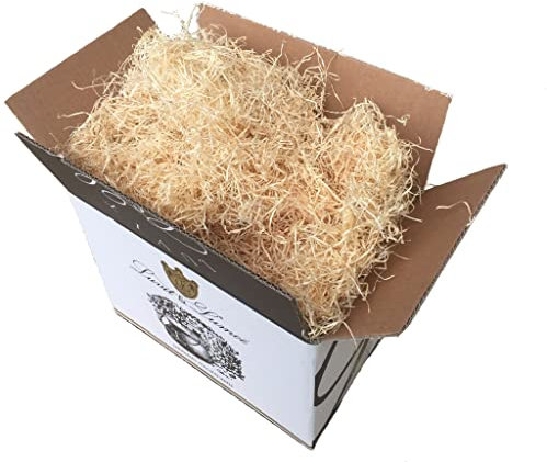 Luvit & Lumoè Wood Wool Loose Packaging Material Ideal for Hamper Fill 1Kg Box | Natural Wooden Straw for Filling Christmas and Easter Baskets, Protecting Gifts, for Decorations | Dried, dust-Free