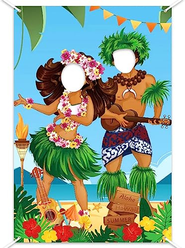 Sfondo Fotografico Festa Hawaiana, 180 x 90 cm Hawaii Foto Sfondo Banner, Hawaii Divertente Decorazioni Festa, Cornici per Foto per Feste Hawaiane, Tropicale Feste Photo Booth Striscione per Hawaiano