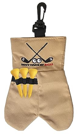 Endysis Golf Ball Funny Bag Storage Pouch, Funny Print Golf Cart Bag Accessory with Tee Holder, Rotatable Hook Attachment, 6 Balls Capacity, Gift for Men Women (Brown)