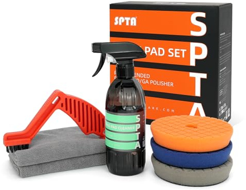 SPTA Pro Buffing Polishing Pads, 3Pcs 6.3 Inch Face for 6 Inch Backing Plate, Cutting Polishing Pad Kit, Compound Buffing Sponge Pads for Car Buffer Polisher Compounding Polishing and Waxing -SP150MIX